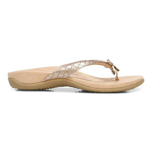 Bella Toe Post Sandal - Rose Gold Metallic Croc