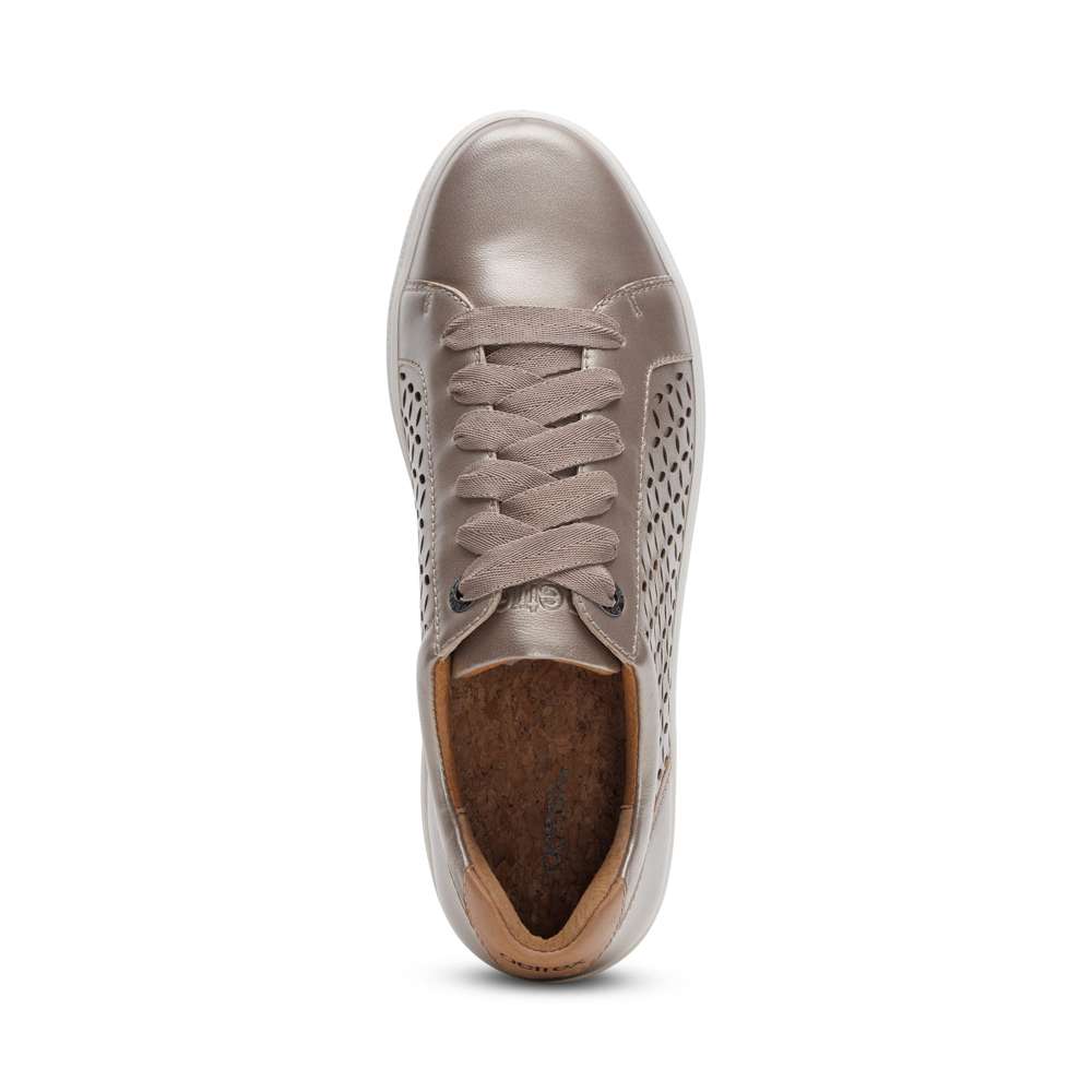 Courtney Lace-up Sneaker - White Gold Cutout