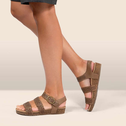 Lilly Strapped Sandal - Taupe Cutout