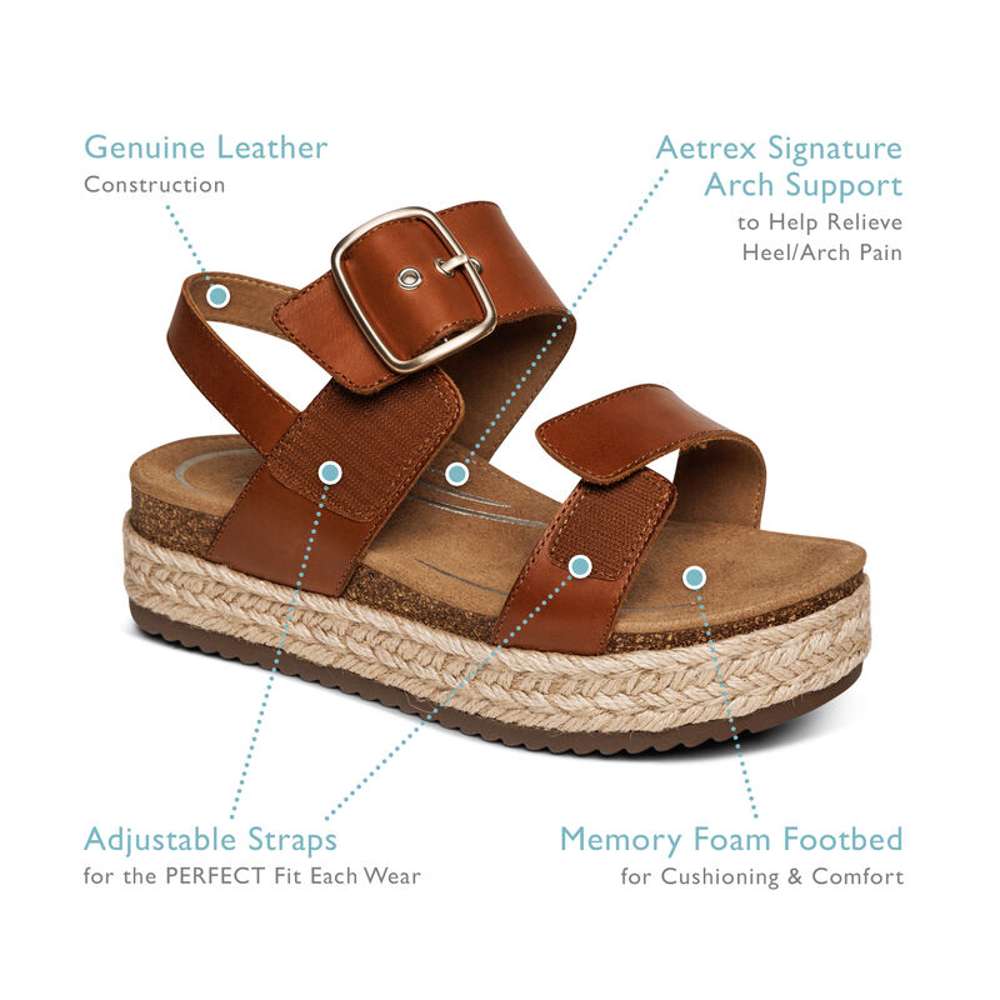Vania Arch Support Platform Sandal - Champagne