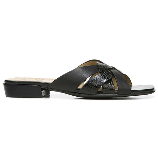 Ashford Slide Sandal - Black Lizard/Leather