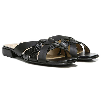 Ashford Slide Sandal - Black Lizard/Leather
