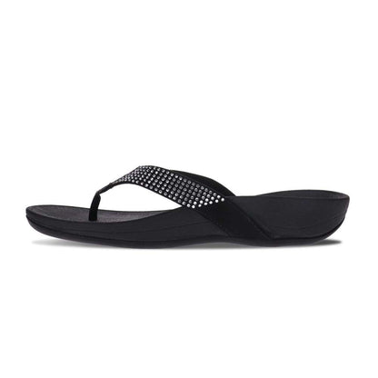 Allora Toe Post Sandal - Black Rhinestone