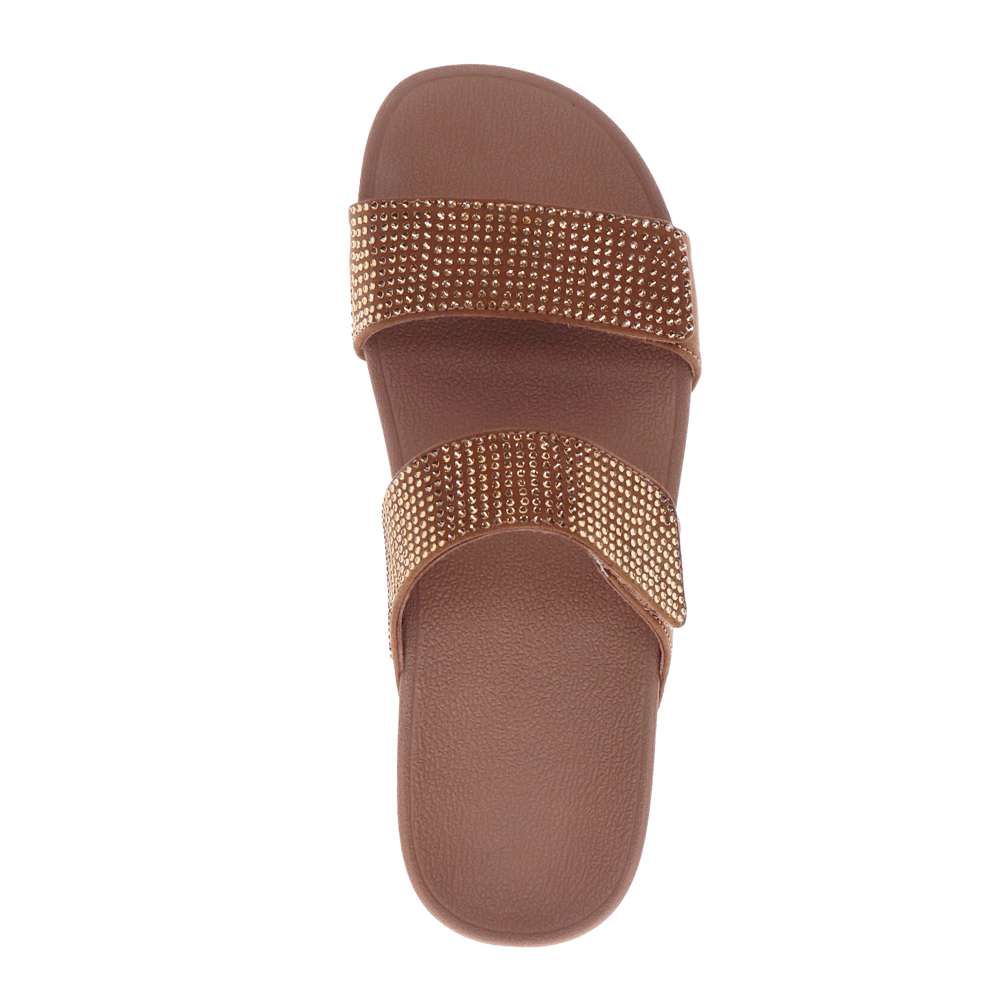 Avoca Slide Sandal - Bronze Rhines Stone