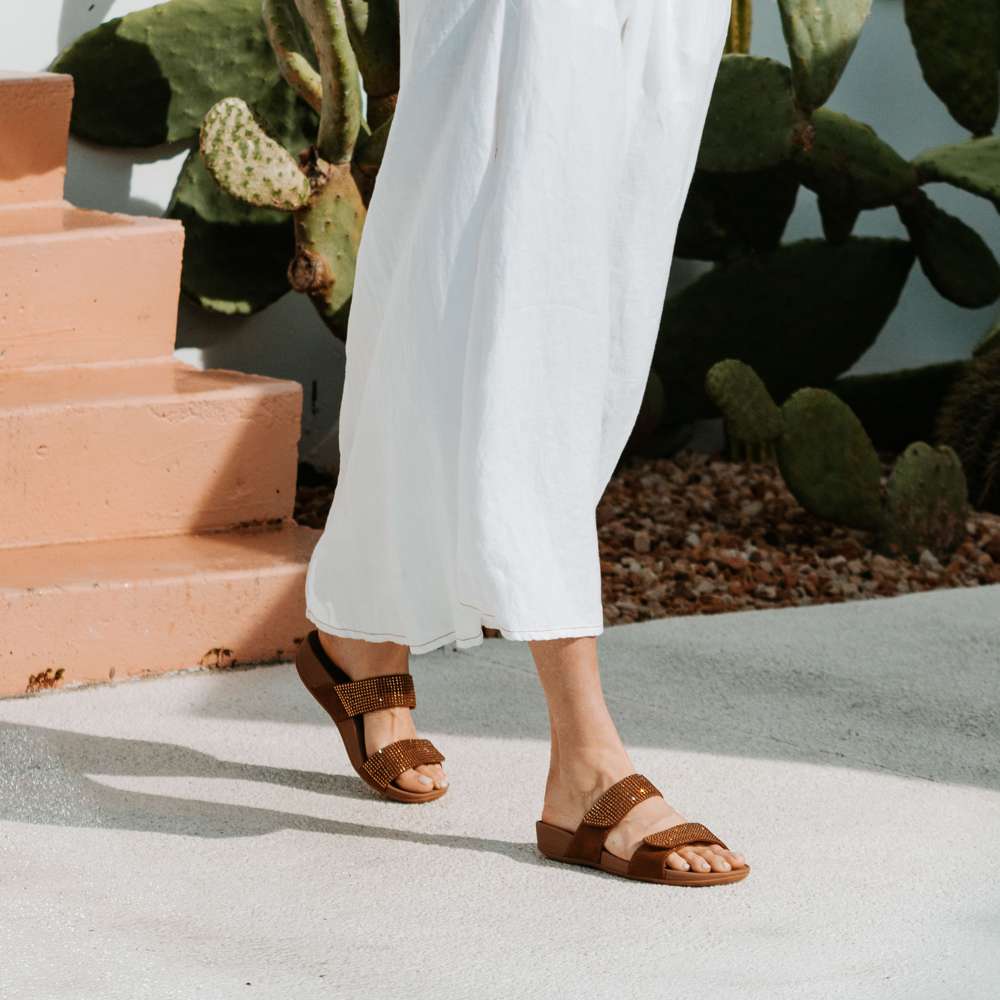 Avoca Slide Sandal - Bronze Rhines Stone