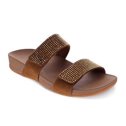 Avoca Slide Sandal - Bronze Rhines Stone