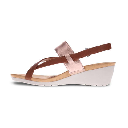Honolulu Back Strap Wedge - Cognac/Rose