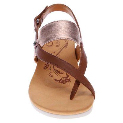 Honolulu Back Strap Wedge - Cognac/Rose