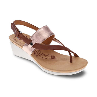 Honolulu Back Strap Wedge - Cognac/Rose