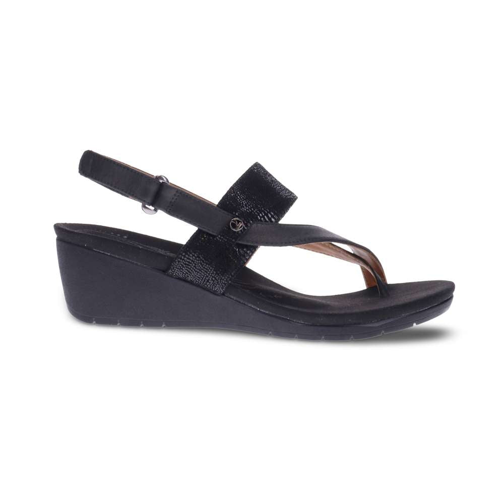 Honolulu Back Strap Wedge - Onyx/Black Lizard