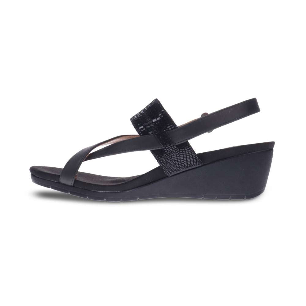 Honolulu Back Strap Wedge - Onyx/Black Lizard
