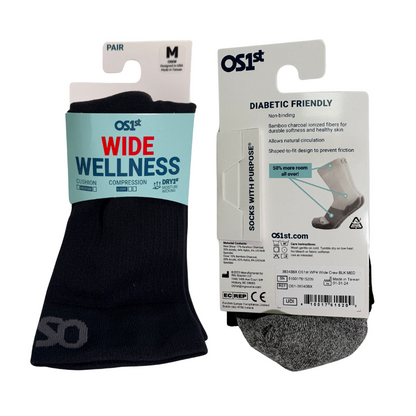 Wide Crew Wellness Performance Sock (WP4+) - Black