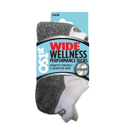 Wide No Show Wellness Performance Sock (WP4+) - White