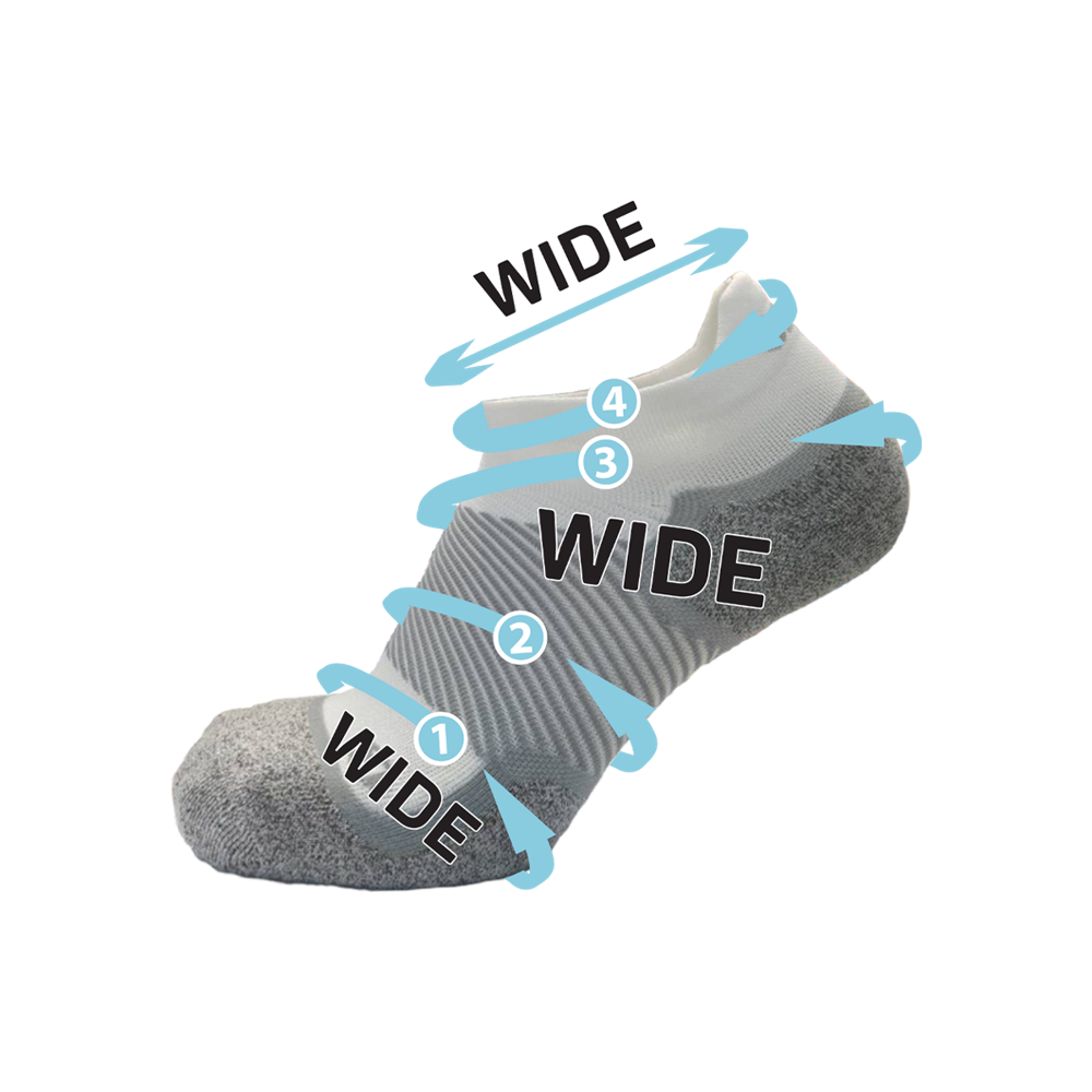 Wide No Show Wellness Performance Sock (WP4+) - White