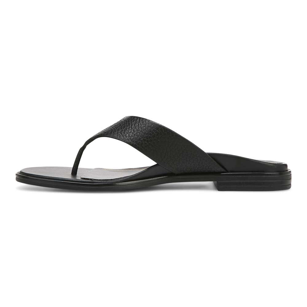 Agave Toe Post Sandal - Black Leather