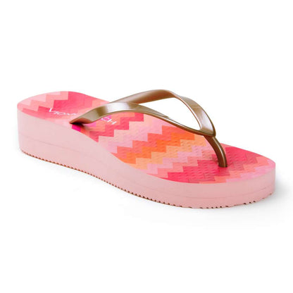 Coogee Wedge Toe Post Sandal - Pink Zig Zag