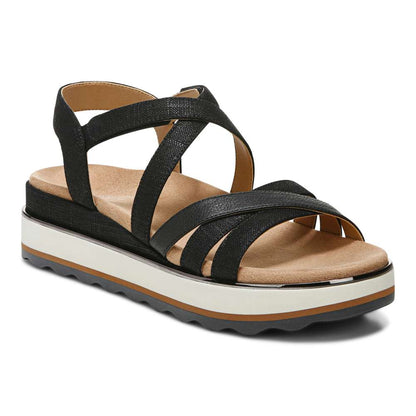 Kellyn Flatform Sandal - Black Linen
