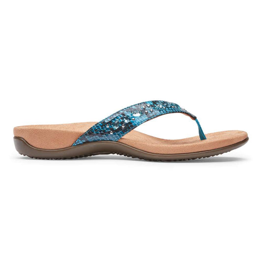 Lucia Toe Post Sandal - Aqua Snake