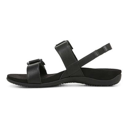 Reese Back Strap Sandal - Black Tumbled Leather