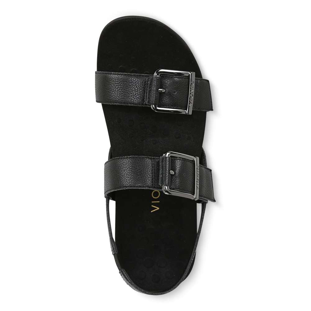 Reese Back Strap Sandal - Black Tumbled Leather