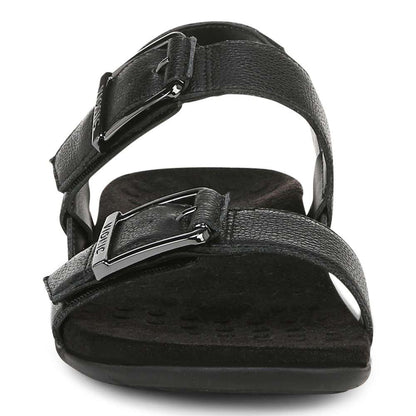 Reese Back Strap Sandal - Black Tumbled Leather
