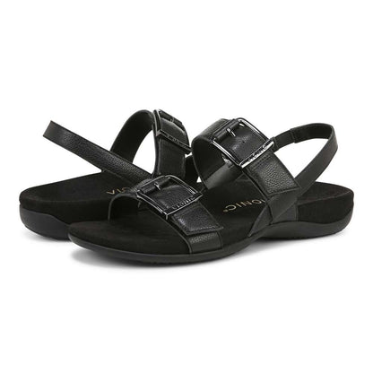 Reese Back Strap Sandal - Black Tumbled Leather