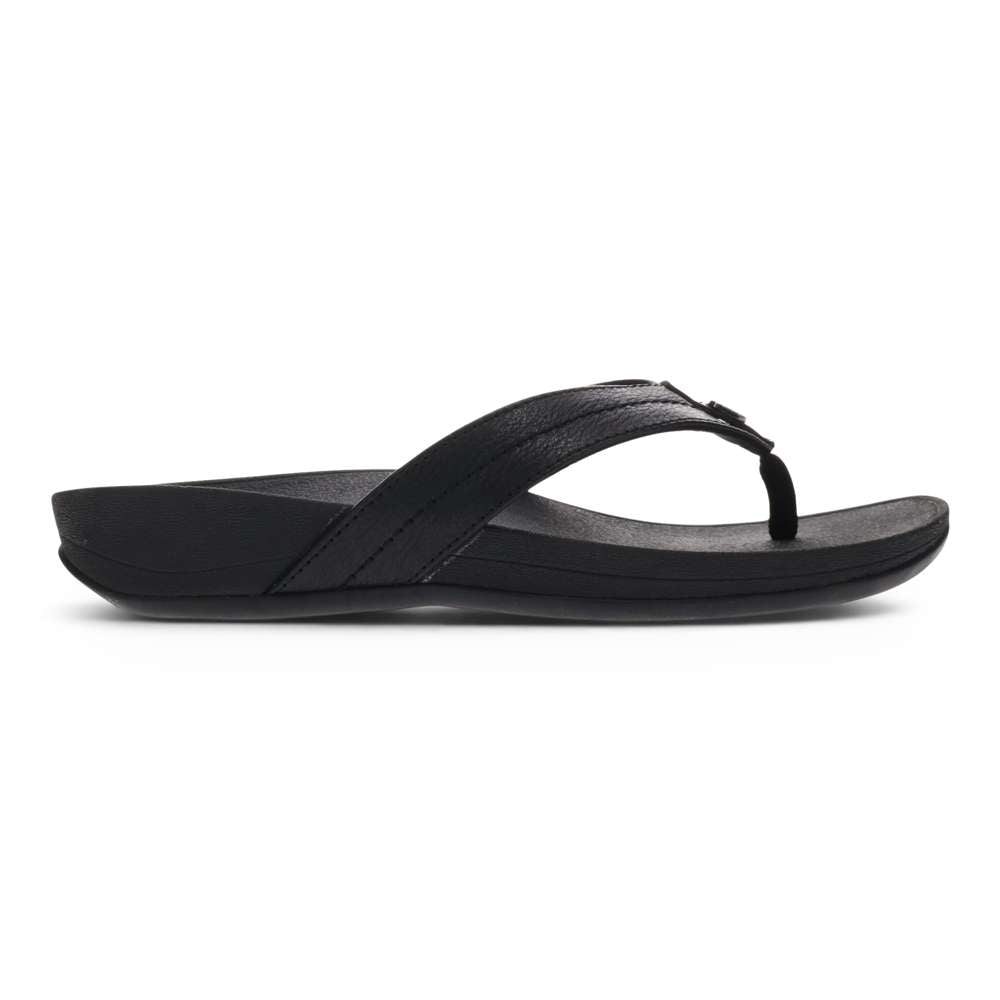 Allora Smooth Toe Post Sandal - Black